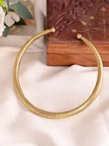 Silvermerc Designs Brass Elegant Gold-Plated Textured Choker Necklace