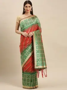 flaher Woven Design Striped Banarasi Saree