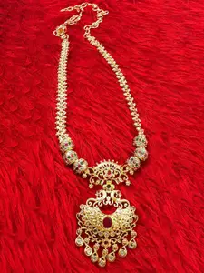 Anujeet Fashion Hub Gold-Plated Stone Studded Necklace