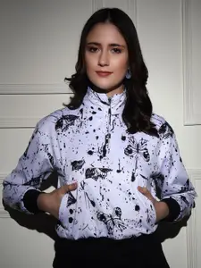 TANDUL Women Mock Collar Pullover Sweatshirt