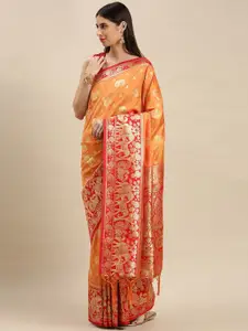 flaher Ethnic Motif Woven Design Zari Banarasi Saree
