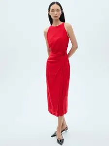 MANGO A-Line Midi Dress with Twisted Detail