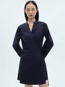 MANGO Cotton Tie-Up Mini Wrap Dress