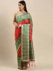 Flaher Striped Zari Woven Design Banarasi Saree