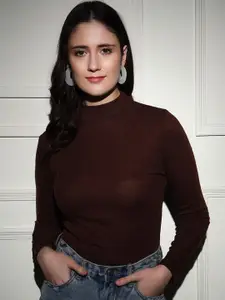 TANDUL Women Mock Collar Pullover