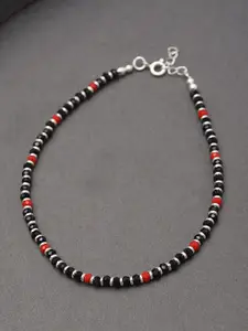 JAYPORE Silver Artificial Beads Anklet
