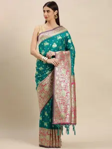 flaher Ethnic Motifs Woven Design Zari Banarasi Saree