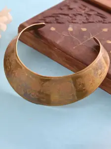 Silvermerc Designs Brass Gold-Plated Elephant Engraved Choker Necklace