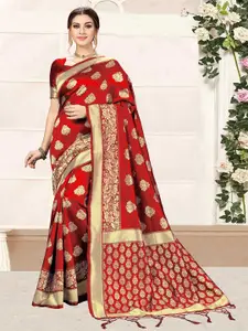 Trendmalls Woven Design Floral Banarasi Saree