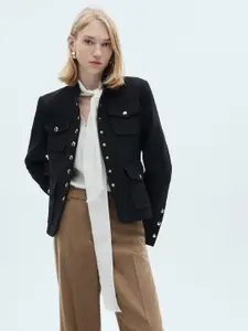 MANGO Button-Studded Regular Fit Tailored Blazer