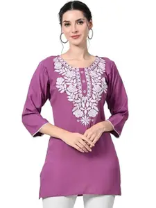 LIBOZA Floral Embroidered Chikankari Kurti