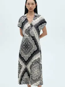 MANGO Ethnic Motifs Print Wrap Midi Dress