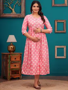 Akshara Fashion Women Round Neck Maternity Fit and Flare Dress