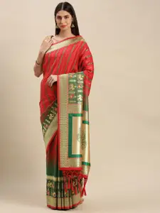 flaher Women Woven Design Banarasi Saree