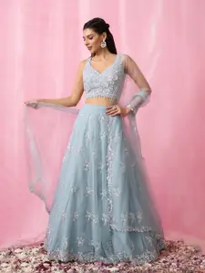Alaya Advani Embellished Sequinned Organza Ready to Wear Lehenga & Blouse With Dupatta