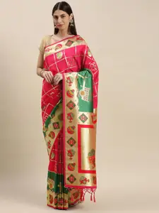 flaher Ethnic Motifs Woven Design Zari Banarasi Saree