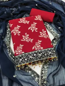 Panzora Floral Embroidered Sequinned Georgette Unstitched Dress Material