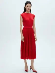MANGO Accordion Pleats A-Line Midi Dress
