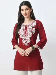LIBOZA Floral Embroidered Chikankari Kurti