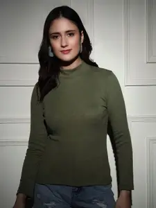 TANDUL Women Ribbed Mock Collar Sweaters