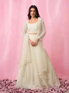 Alaya Advani Embellished Sequinned Organza Ready to Wear Lehenga & Blouse With Dupatta