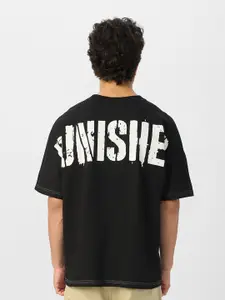 The Souled Store Men Punisher Typography Printed Round Neck Cotton Oversized Fit T-shirt