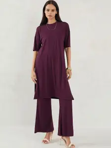 FEMMELLA Women Round Neck Longline Top