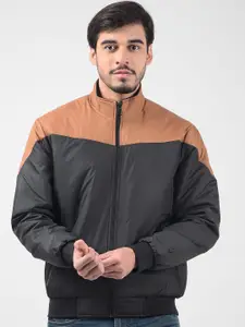 Numero Uno Men Mock Collar Colourblocked Casual Lightweight Bomber Jacket