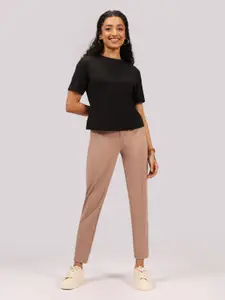 Blissclub Women Solid Round Neck Cotton T-shirt