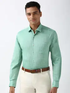 Peter England Men Slim Fit Spread Collar Textured Cotton Formal Shirt