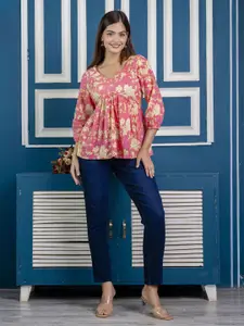 UNIFY FASHION Women Floral Printed V-Neck Top