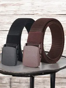 Provogue Men Pack Of 2 Textured Slider Buckle Belt