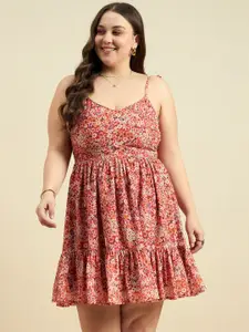 all about you Plus Size Floral Printed Fit & Flare Dress