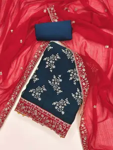 Panzora Floral Embroidered Sequinned Georgette Unstitched Dress Material