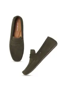 Tommy Hilfiger Men Woven Design Leather Driving Shoes