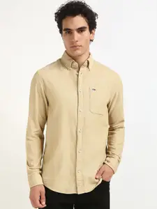 Tommy Hilfiger Men Button-Down Collar Solid Cotton Casual Shirt