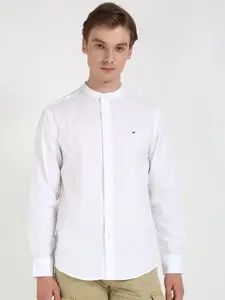 Tommy Hilfiger Men Band Collar Solid Cotton Casual Shirt