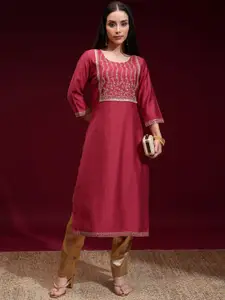 Vishudh Women Embroidered Regular Straight Kurta