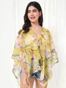 BAESD Floral Printed V-Neck Tie-Up Shrug