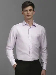 Louis Philippe Men Classic Slim Fit Spread Collar Textured Cotton Formal Shirt