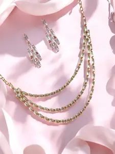 AccessHer Gold-Plated Stone Studded Necklace and Earrings