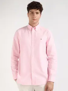 Tommy Hilfiger Men Button-Down Collar Solid Cotton Casual Shirt