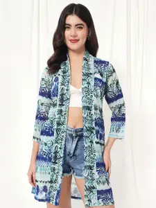 BAESD Abstract Printed Longline Open Front Shrug