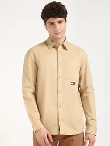 Tommy Hilfiger Men Spread Collar Solid Cotton Casual Shirt