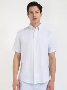 Tommy Hilfiger Men Button-Down Collar Vertical Striped Cotton Casual Shirt