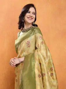 Mitera Floral Woven Design Zari Banarasi Saree