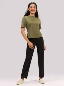 Blissclub Women Solid Round Neck Cotton T-shirt