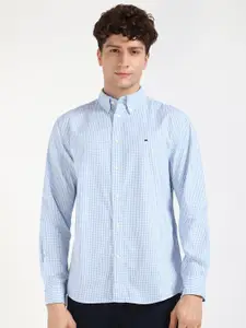 Tommy Hilfiger Men Button-Down Collar Micro Checked Cotton Casual Shirt