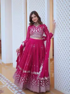 KALINI Embroidered Sequinned Georgette Ready to Wear Lehenga & Blouse With Dupatta