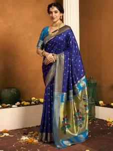 KALINI Ethnic Motifs Zari Silk Blend Paithani Saree